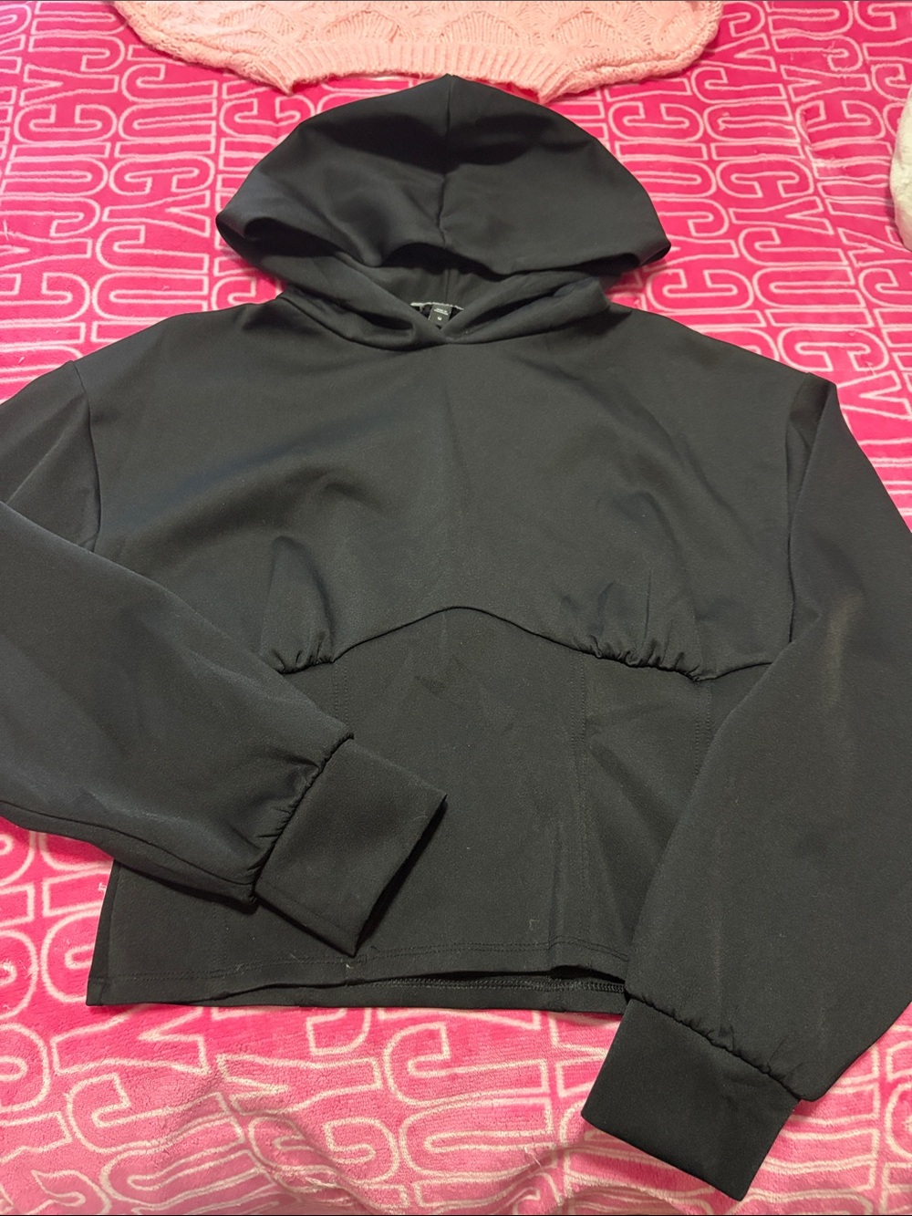 Express Black Cropped Hooded Pullover